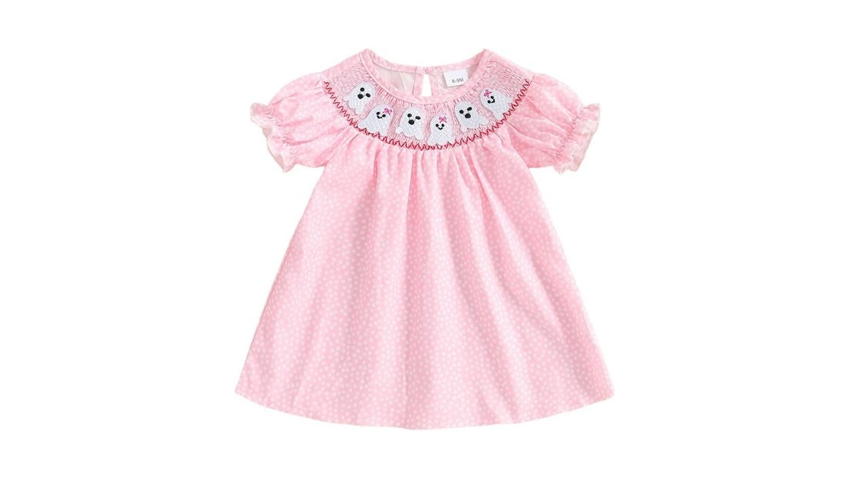 Toddler Baby Girl Halloween Dress Plaid Dot Ghost Pumpkin Short/long