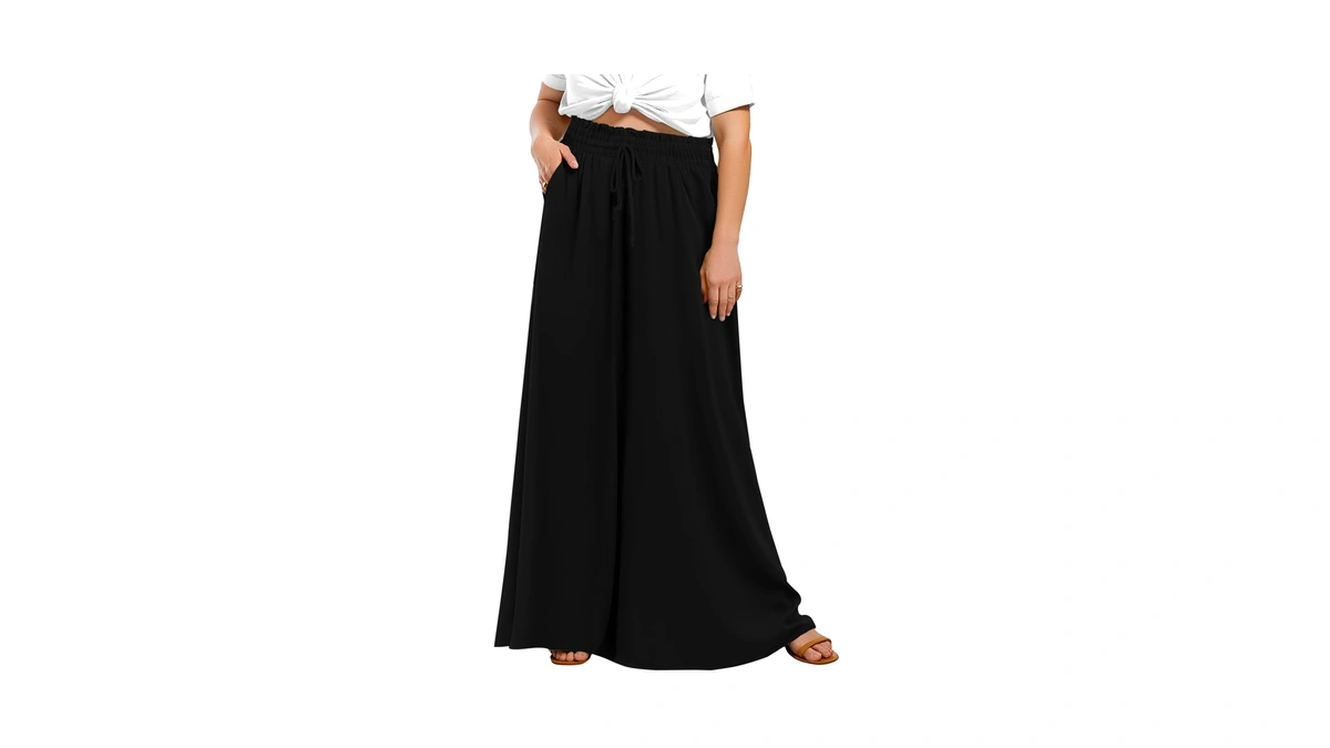 Lastshe Women's Plus Size Pants Wide Leg High Waist Flowy