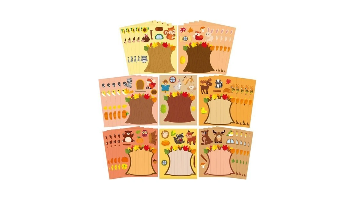Cy2side Fall Woodland Animal Face Stickers - 40pcs Autumn Animal