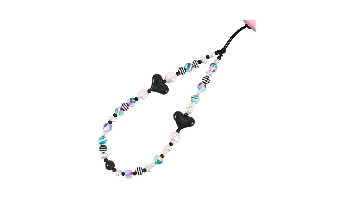 Wcch Y2k Beaded Phone Charm Cute Camera Wrist Strap Keychain