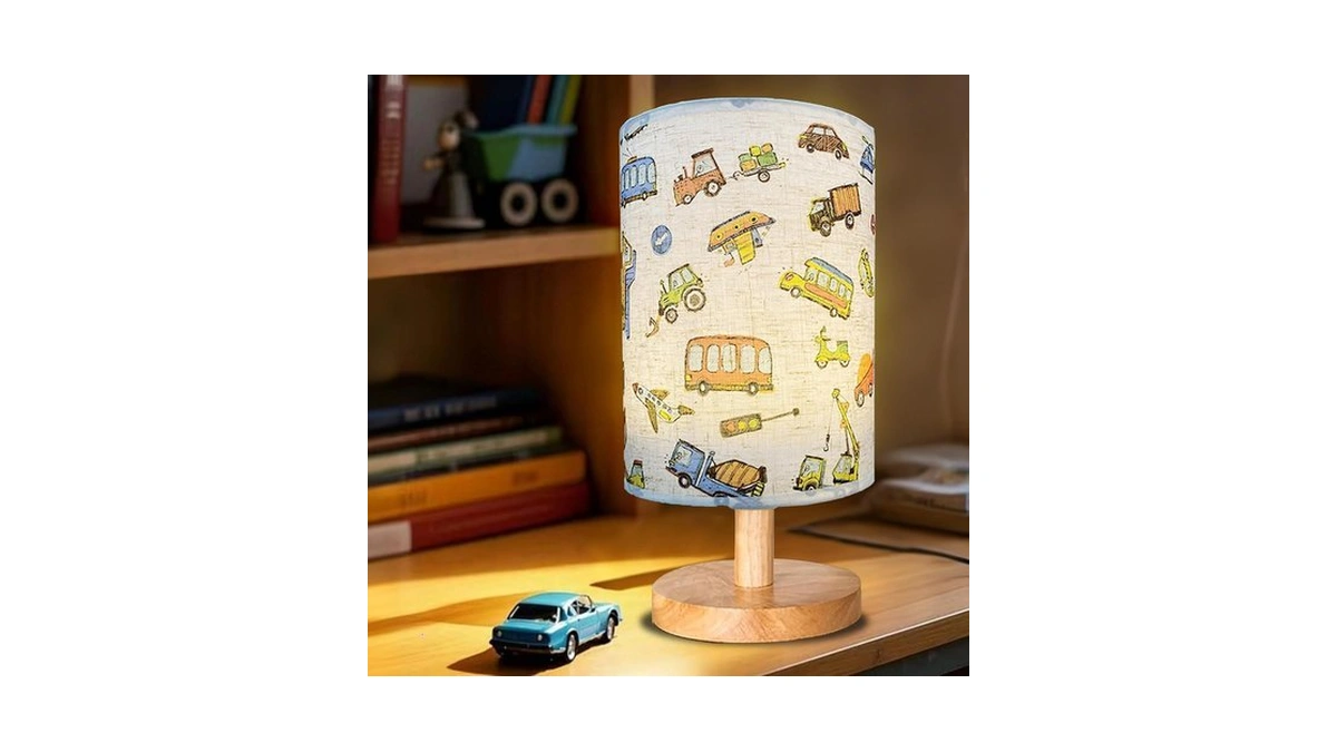 Gftdns Kids Lamps For Bedrooms Boys,car Lamp,3 Level Dimmable Wood