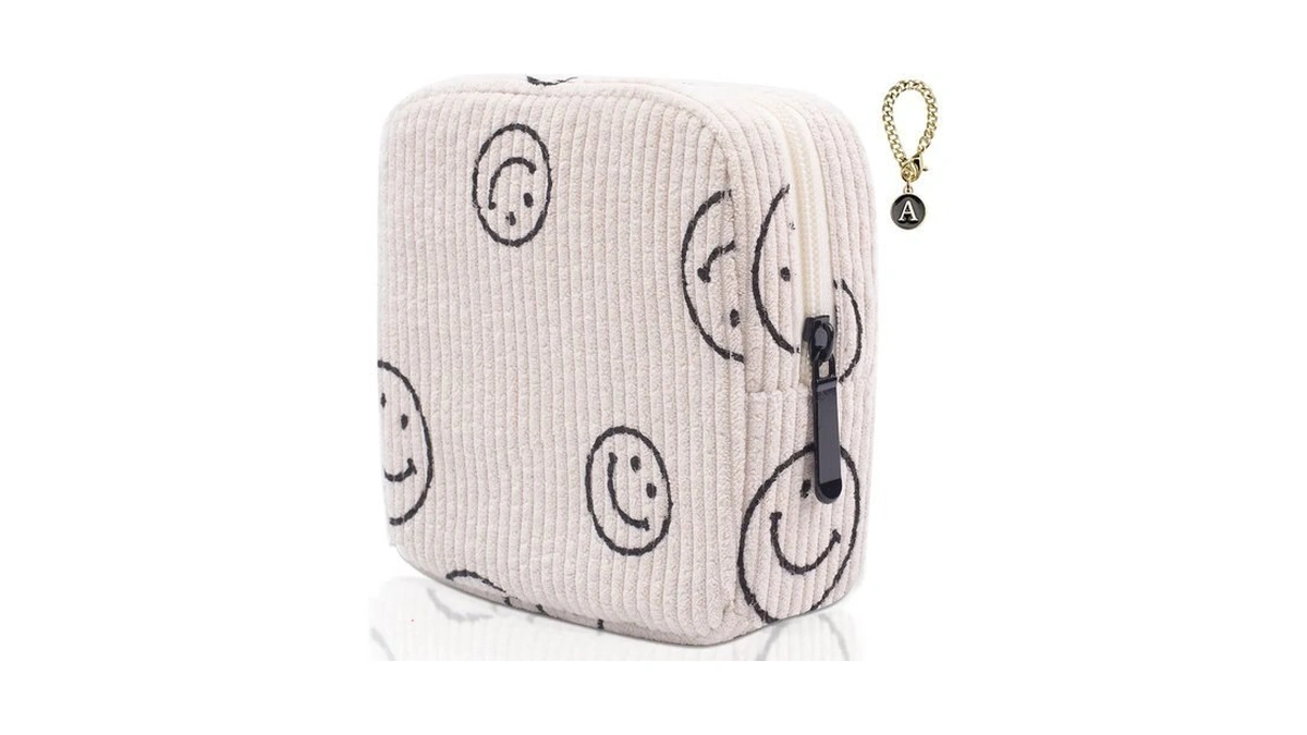 Teircno Sanitary Napkin Storage Bag, Corduroy Period Bag For Women,