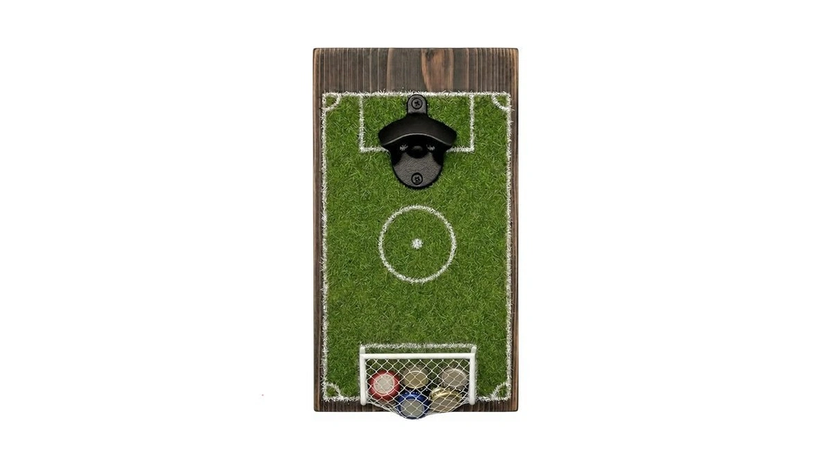 Bottle Opener Wall Mounted Soccer Field With Cap Catcher, Gifts