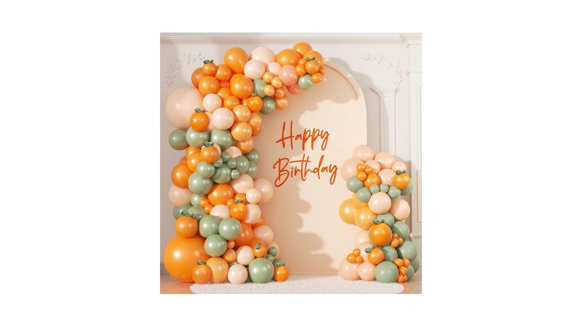 Crossfingers Orange Baby Shower Decorations, Sage Green Balloon Arch Kit