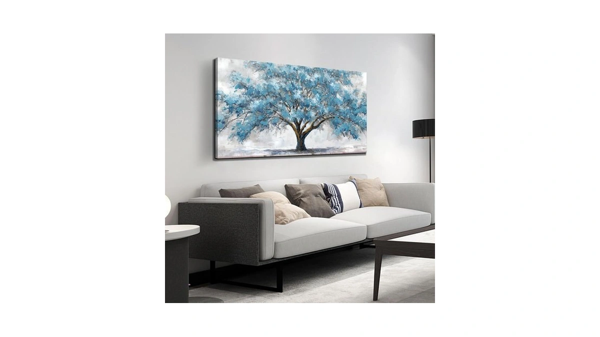 Juhaiart Teal Wall Decor Tree Wall Art For Living Room