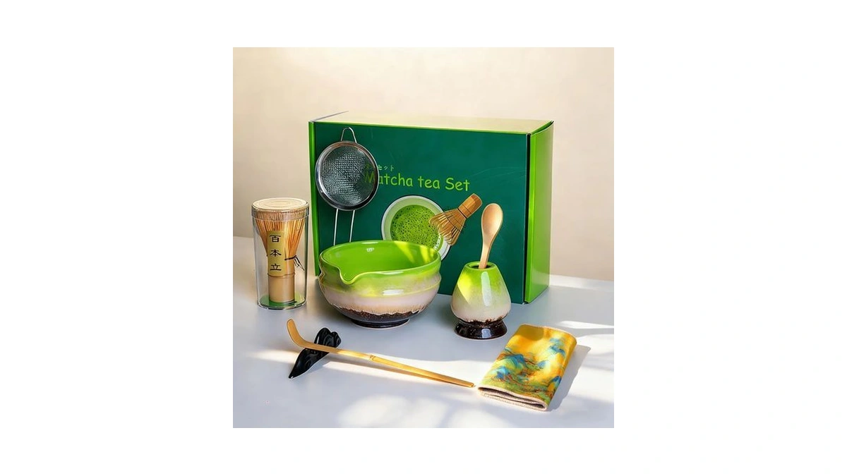 Matcha Whisk Set,8 Pcs Matcha Kit Includes Matcha Bowl With