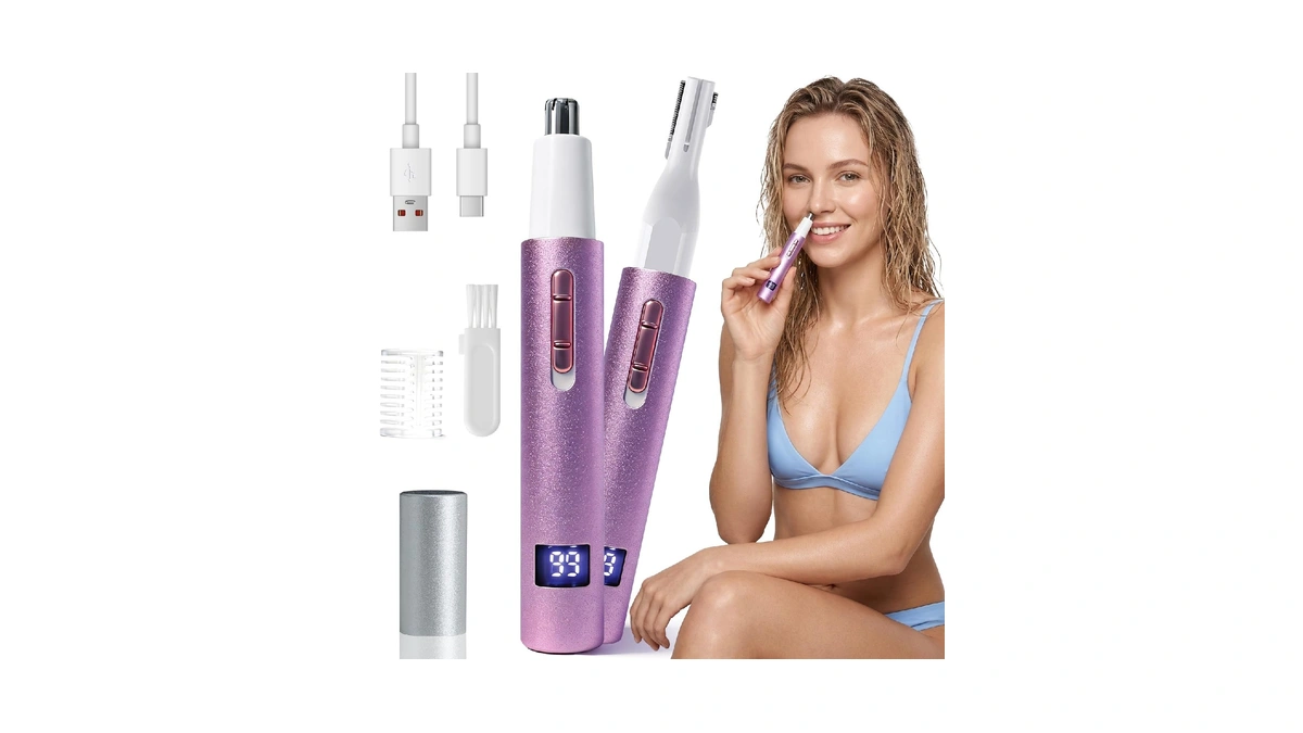 Yunmiss Led Display Eyebrow & Nose Hair Trimmer Clipper For