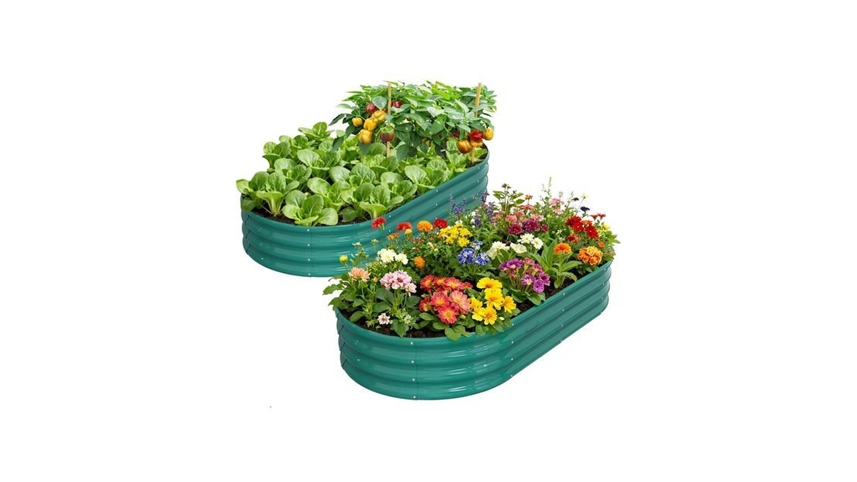 Raised Garden Bed, 12" Tall Galvanized Metal Raised Beds For