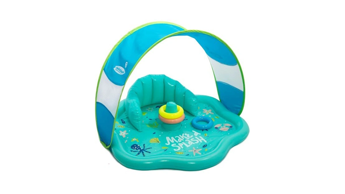 Swimschool Baby Splash Play Mat With Adjustable Canopy – Inflatable