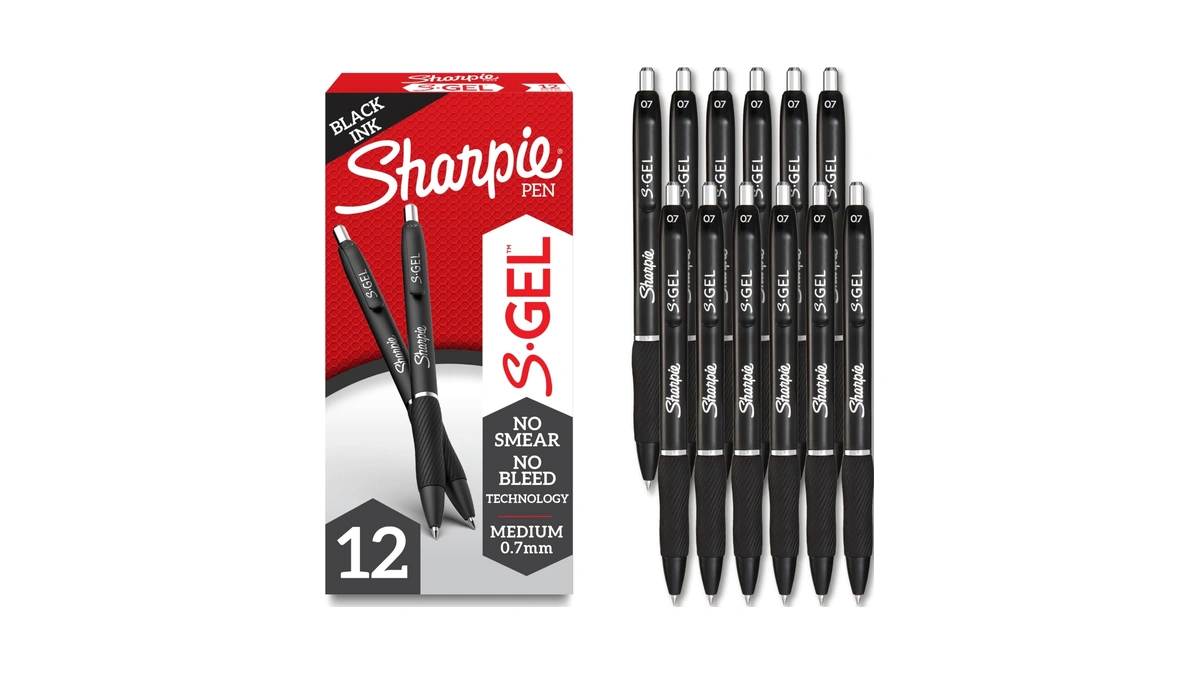 Sharpie S-gel Gel Pens, Black Barrel, Medium Point (0.7mm), Black