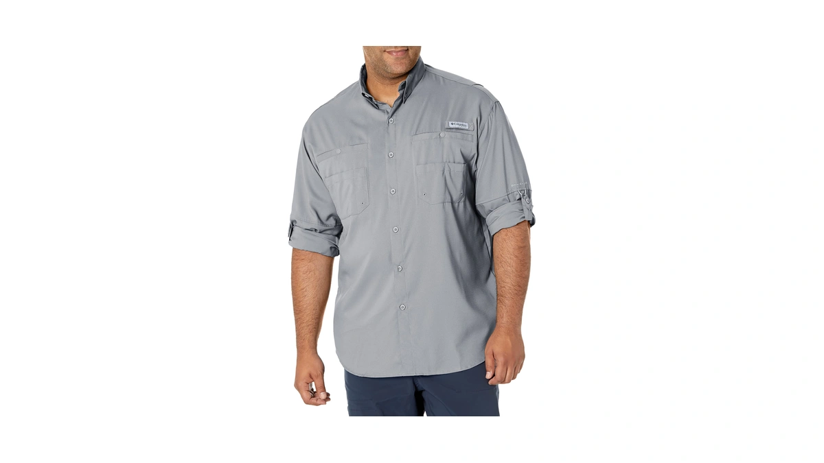 Columbia Mens Pfg Tamiami Long Sleeve Fishing Shirt, Cool Grey,