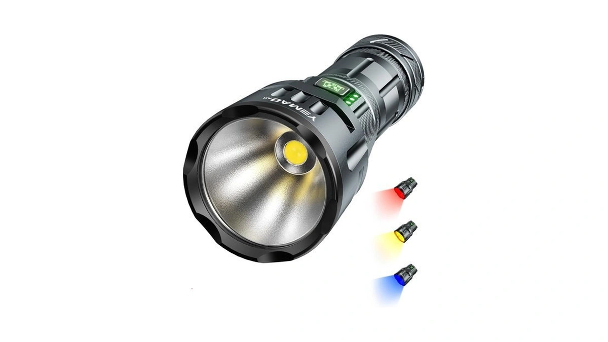 Yemao Led Rechargeable Flashlight, 2400 Lumens High Power Tactical Torch