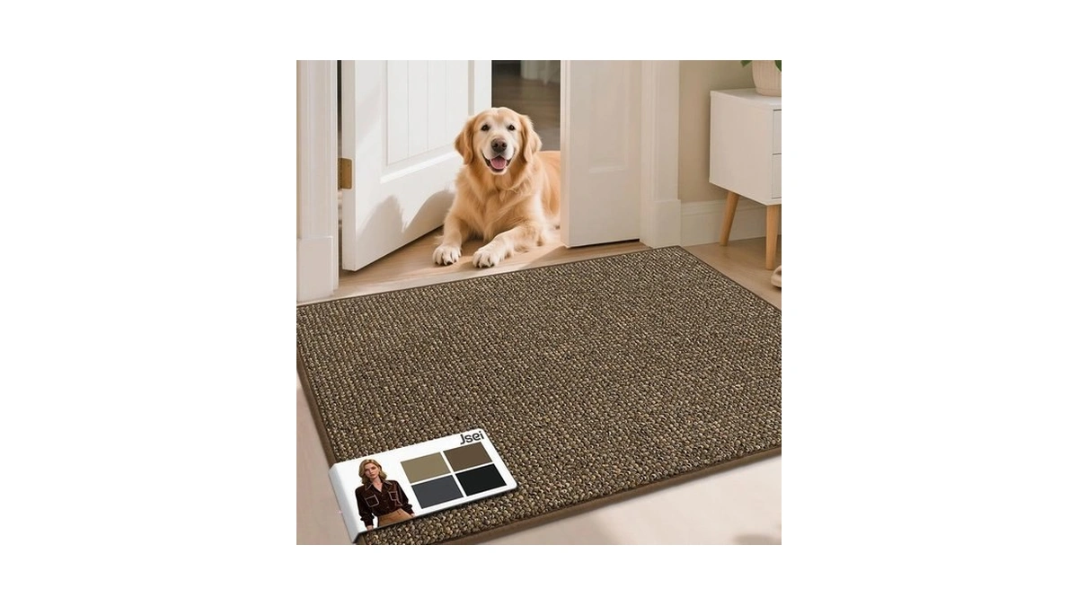 Jsei Door Mat For Entrance, Tpr Non-slip Backing, 32"x48", Brown