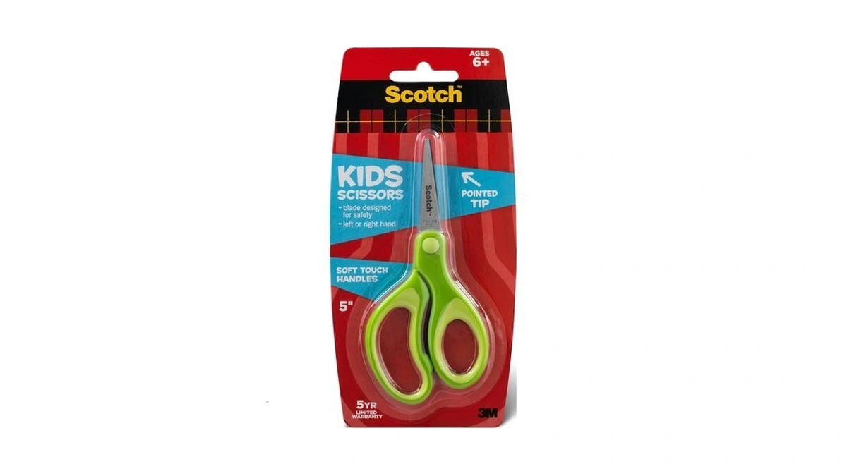 Scotch Kids Pointed Tip Scissors With Soft Touch, 5" (colors