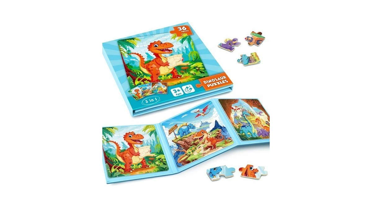 Homicozy Magnetic Puzzles For Toddler Kids 3-8, Dinosaur Travel Toys