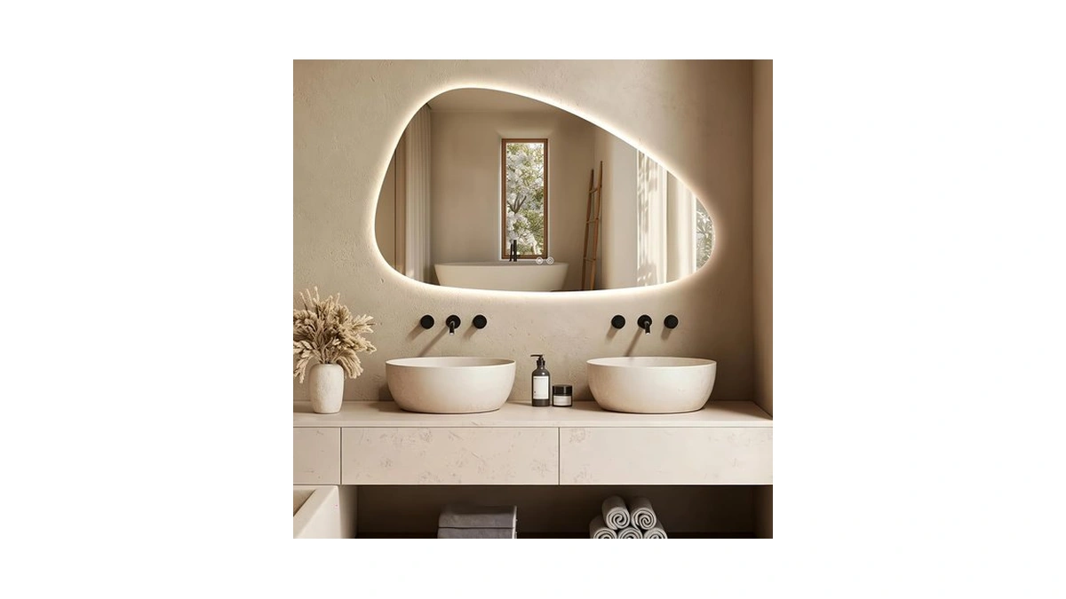 Niccy Irregular Led Bathroom Mirror, Frameless Backlit Wall Mirror, 24"x40"