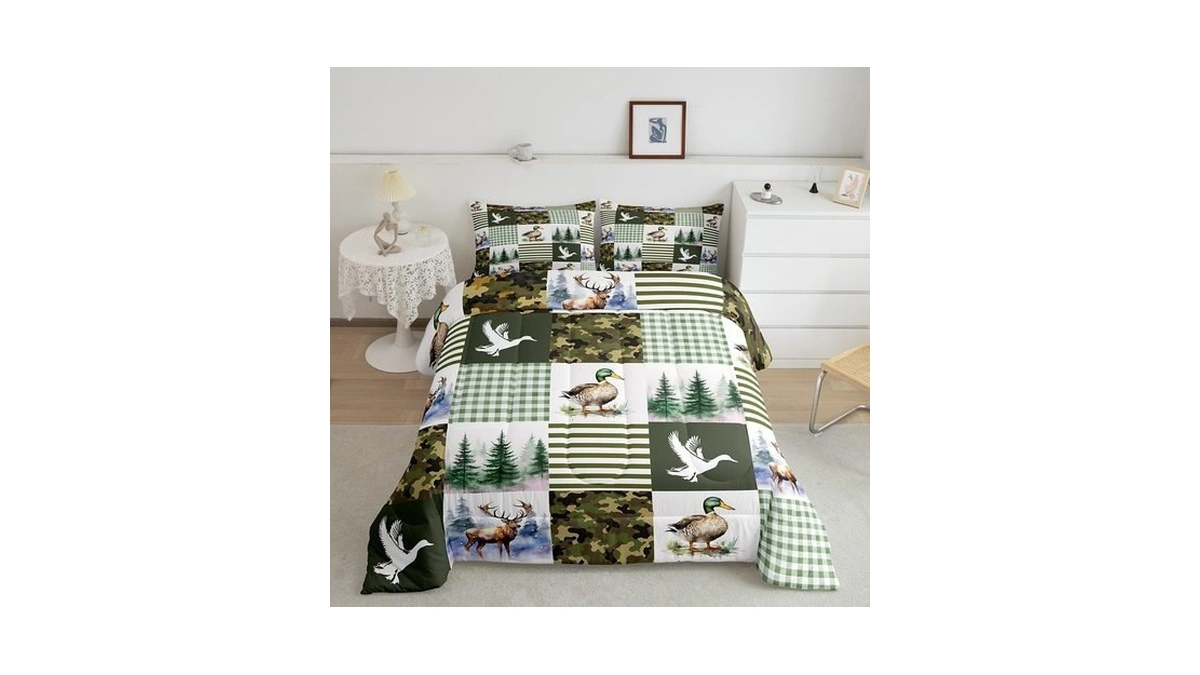 Feelyou Kids Mallard Duck Comforter Set Full Size, Duck Hunting