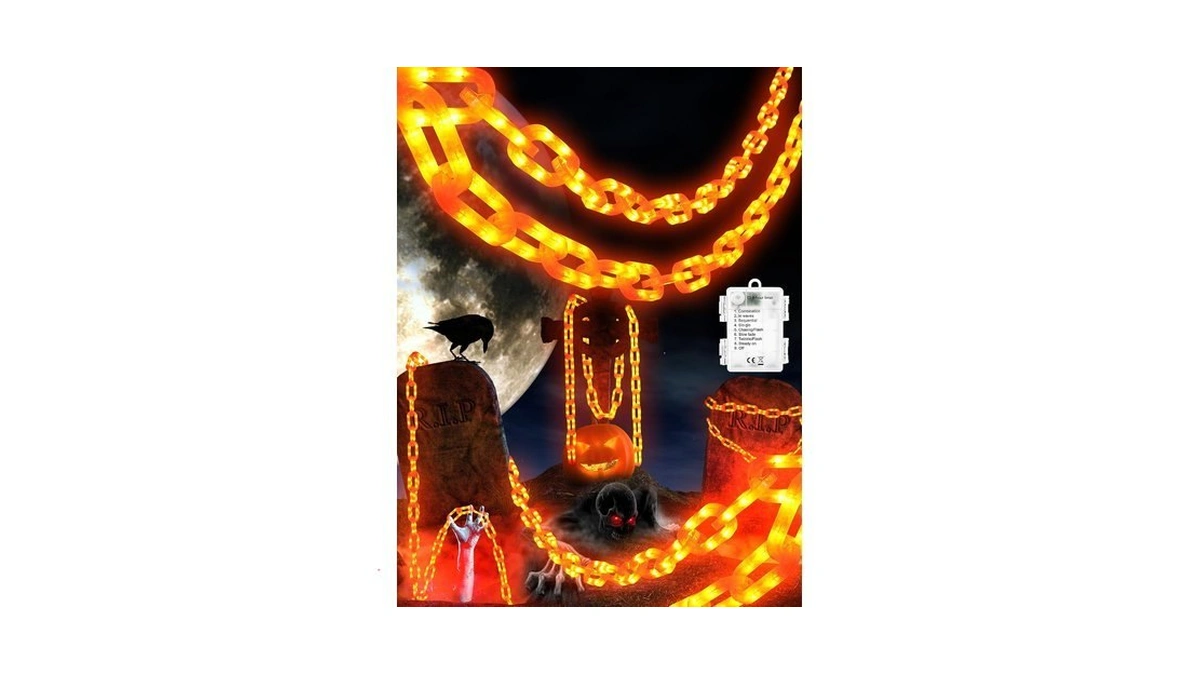Battery Halloween Chain Lights, 10 Ft 160 Led Orange Light-up