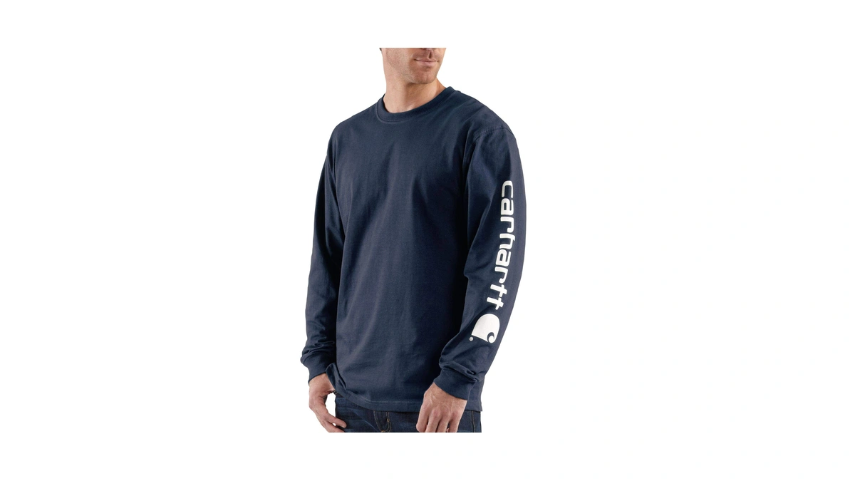 Carhartt Men's Dearborn Loose Ls Logo T-shirt, Navy, Large