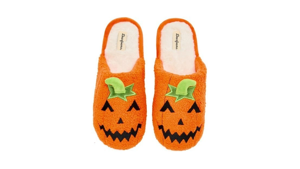 Dearfoams Unisex Spooky Fuzzy Halloween Jack O Lantern Slipper, Jack