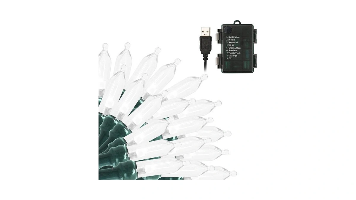 Vtechology 33ft 100 Led White Battery Operated Christmas Tree Lights
