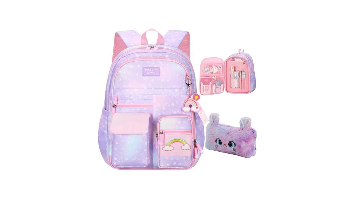 Pisyae Girls Backpack, Backpack For Girls Kids Backpack Purple School