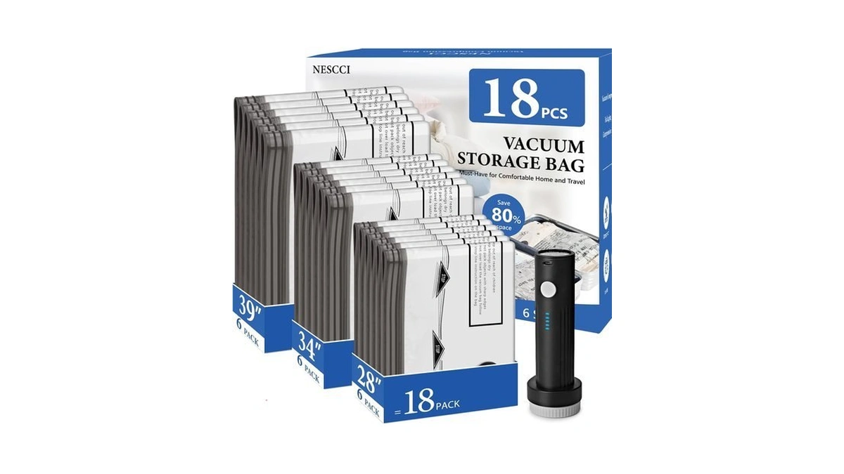 18 Pack Travel Vacuum Bags For Clothing With Rechargeable Wireless