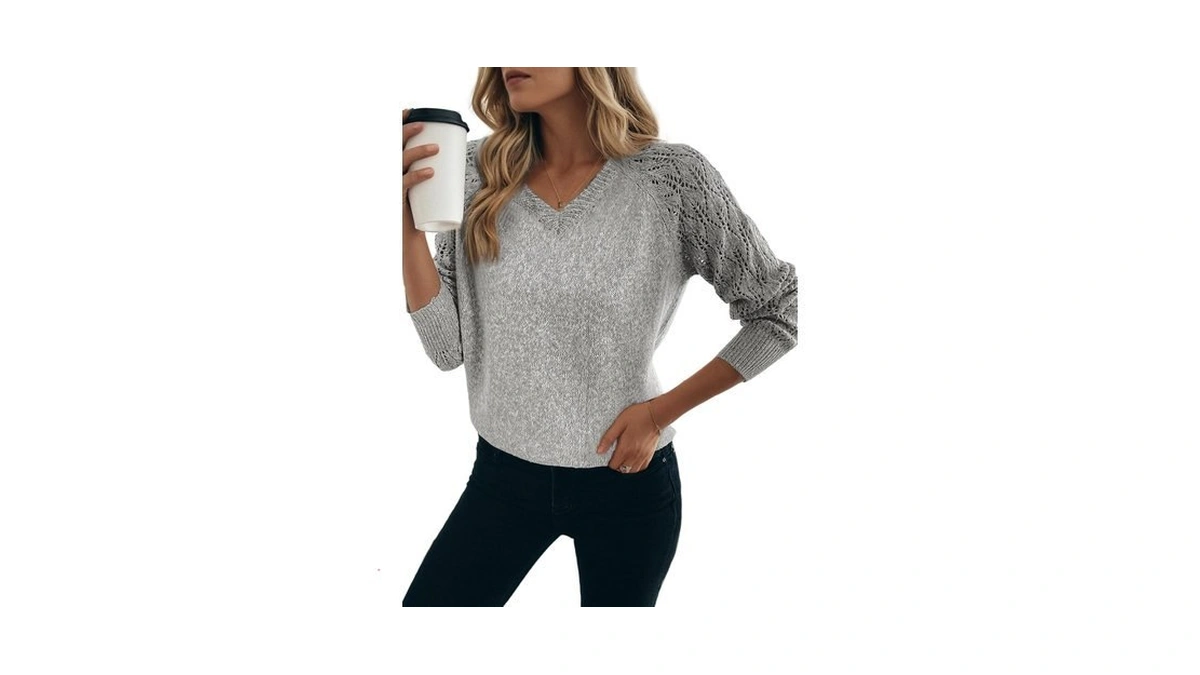 Dokotoo Women Crochet Sweaters 2025 Fall Long Sleeve V Neck
