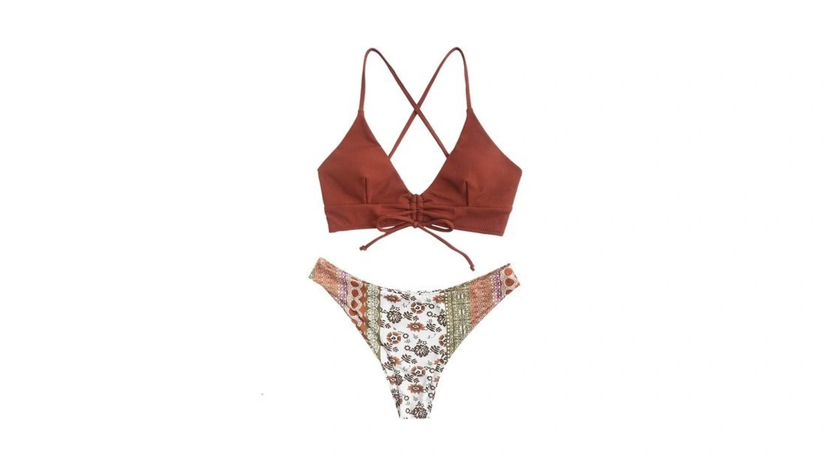 Zaful High Cut Bikini Sets For Women Lace Up Two
