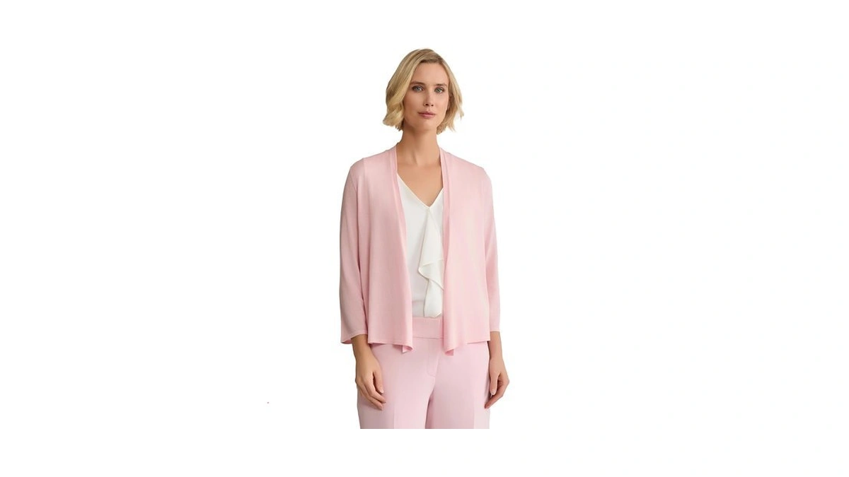 Kasper Women's 3/4 Sleeve Open Front Cardigan Sweater