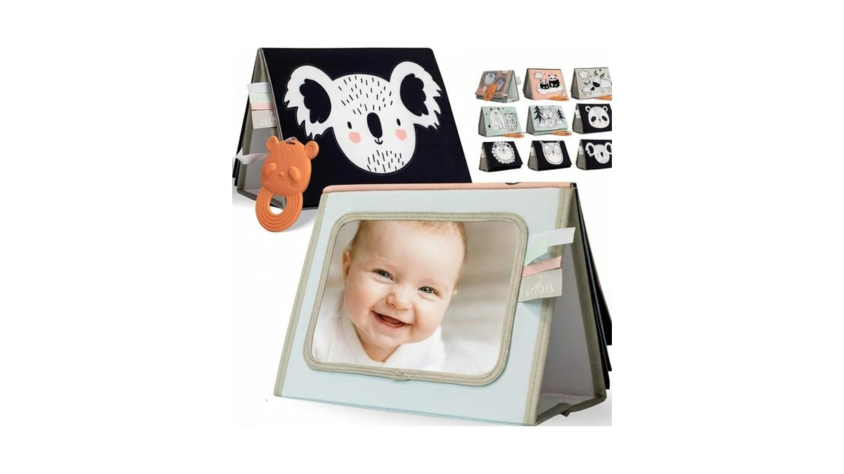 Soft Tummy Time Book W/ Baby Safe Mirror - High
