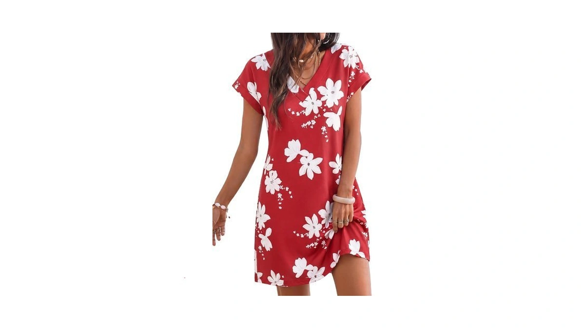 Kirundo Womens Summer Dresses 2026 Beach Sundress(floral Red White, S)