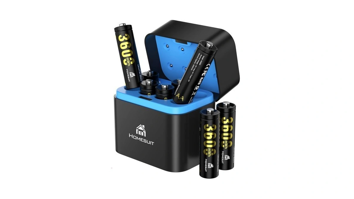 Homesuit Rechargeable Lithium Aa Batteries 8 Pack With Charger