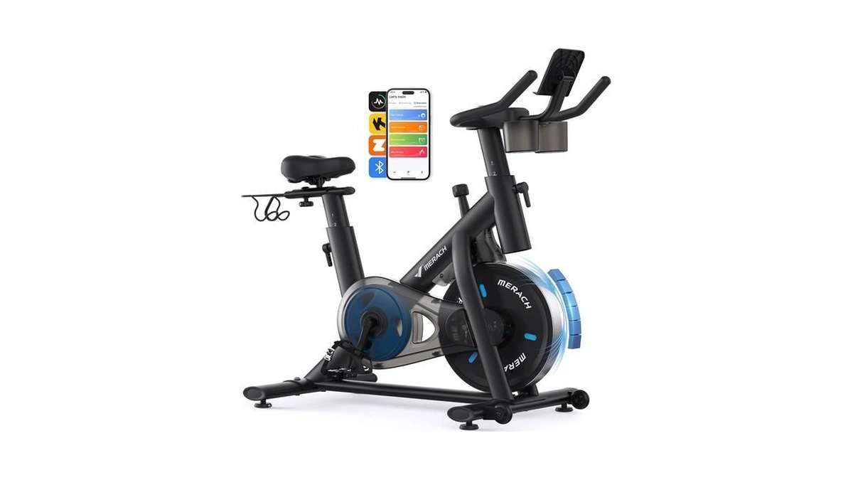Merach Exercise Bike, Magnetic Friction Stationary Bike With Brake Pad