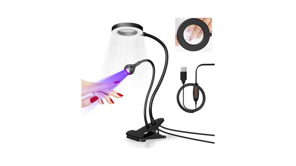 Krofaue Dual Head Uv Nail Lamp With 6x Magnifier, 3