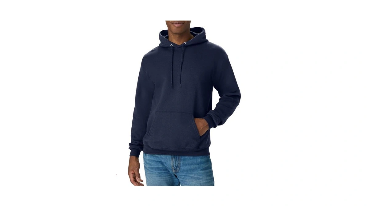 Hanes Men's Pullover Ecosmart Hooded Sweatshirt, Navy, Large