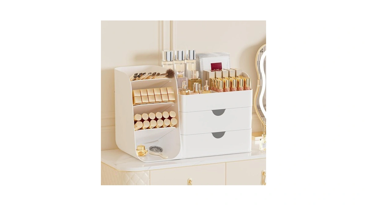 Fyabreek Makeup Organizer With 2 M Drawers & Brush Holders