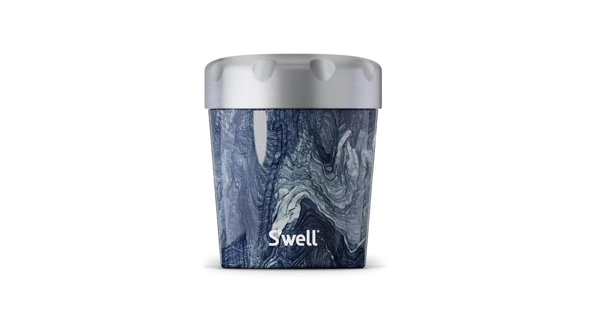 S'well Stainless Steel Ice Cream Chiller, 16oz, Azurite Marble, Triple