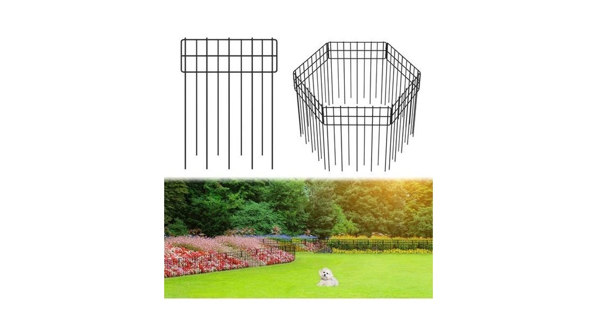 Promitop Square Garden Fence 6 Panels 16.9" H*6.2 Ft Rustproof