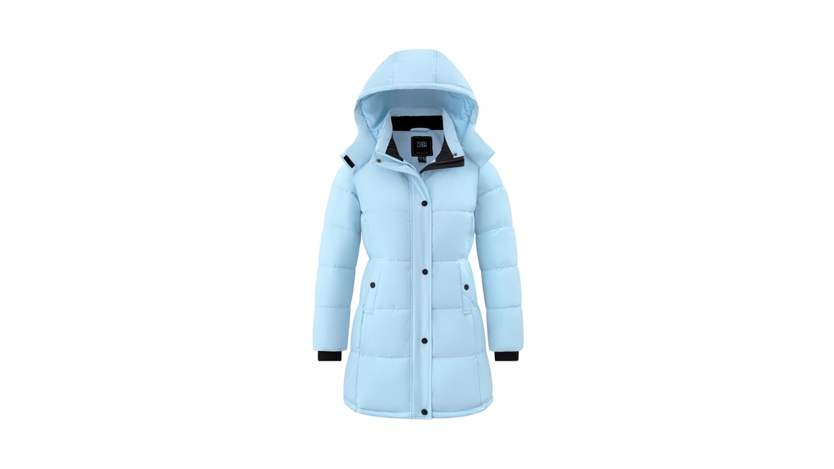Zshow Women's Long Winter Jacket Warm Waterproof Puffer Coat,blue,medium