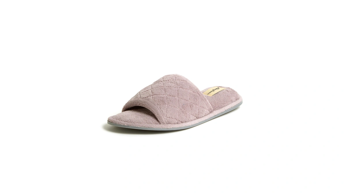 Dearfoams Women's Summer Memory Foam Indoor House Slide Slipper, Frosted