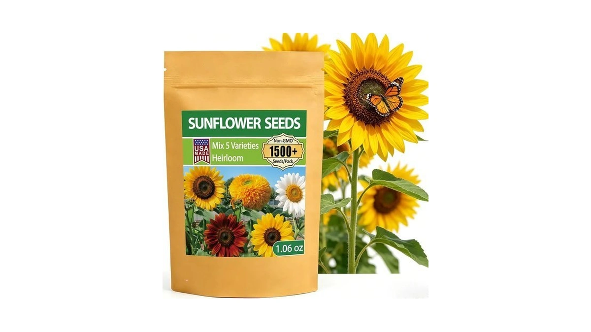 Luojibie Sunflower Seeds 5 Varieties Mixed, 1500+ Sunflower Seeds For
