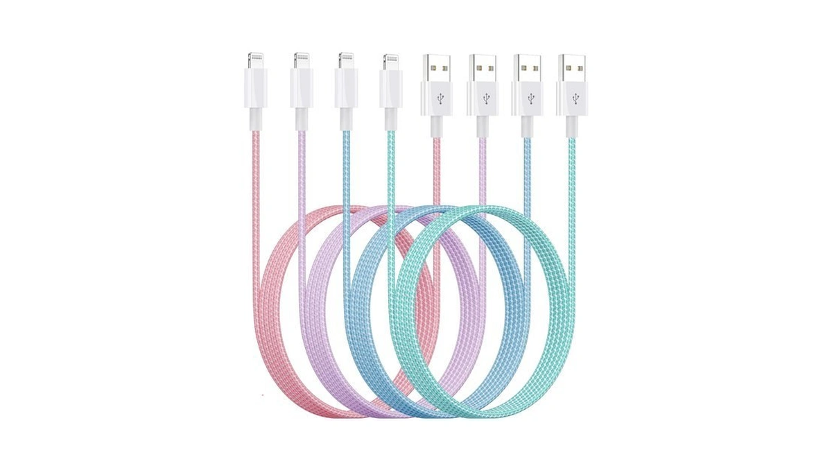 Iphone Charger 6ft Lightning Cable 4pack, Apple Certified Braided Cord