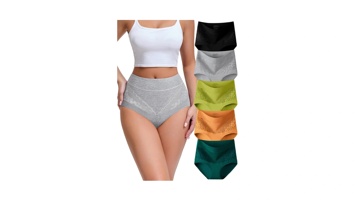 Misswho Cotton Underwear Women High Waisted Tummy Control Briefs C