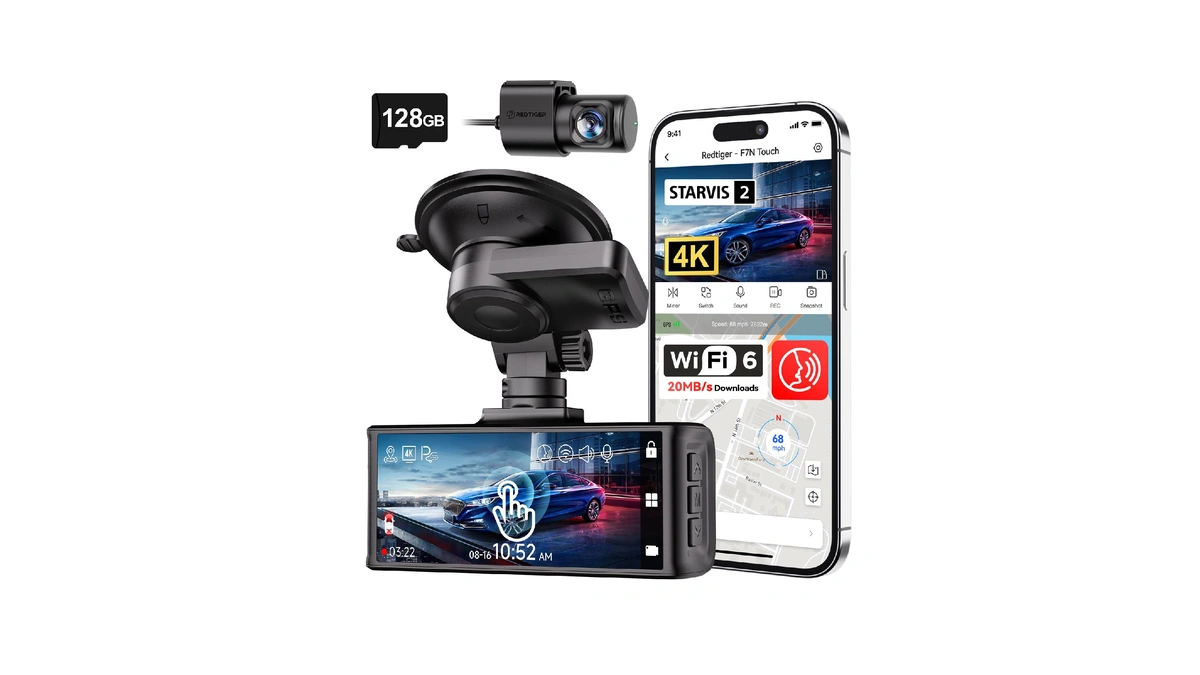 Redtiger 4k Starvis 2 Dashcam Front Rear, 5ghz Wifi 20mb/s,