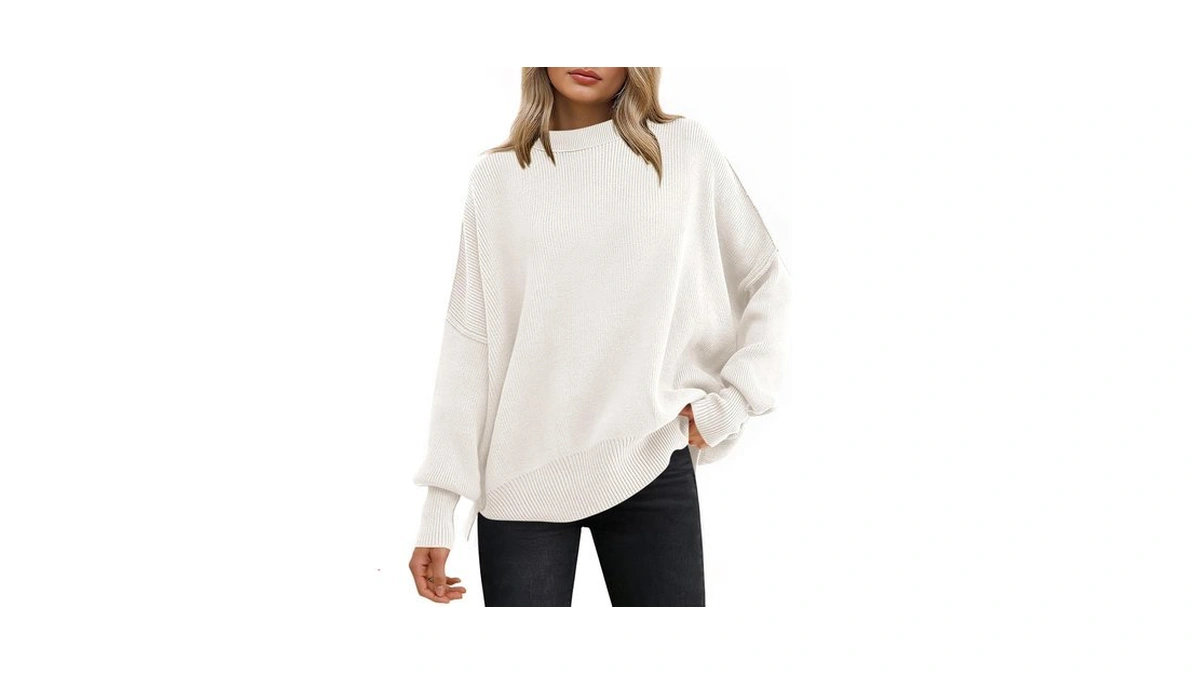 Anrabess Women's Oversized Knit Sweaters 2026 Fall Outfits,white,xxl