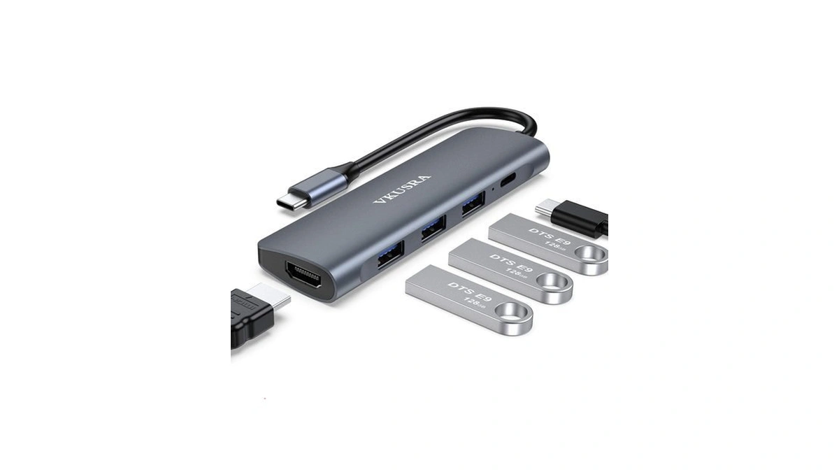 Usb C Hub Multiport Adapter, Vkusra 5 In 1 Dongle