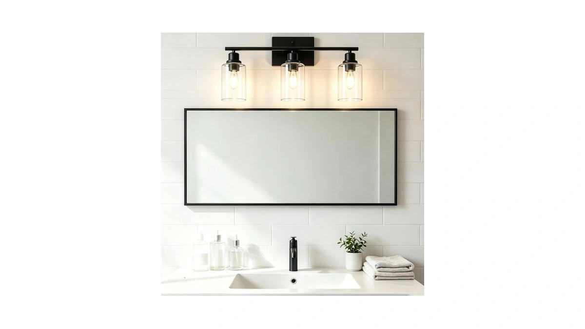 Vinluz 3-light Bathroom Vanity Light, 23" Matte Black Bathroom Lighting