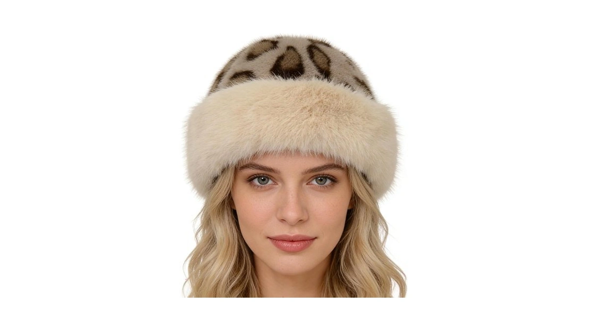 Skdgih Winter Faux Fur Fuzzy Brown Leopard Bucket Hat For