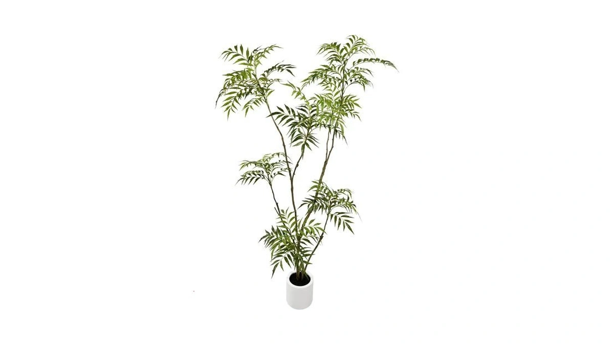Viggda 6ft Artificial Mahonia Fortunei Tree With White Plastic Planter